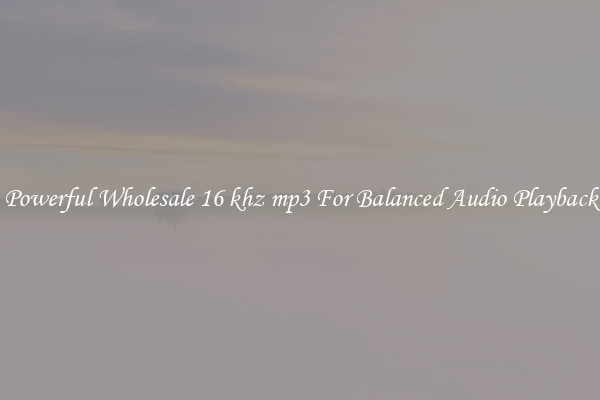 Powerful Wholesale 16 khz mp3 For Balanced Audio Playback