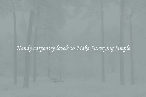 Handy carpentry levels to Make Surveying Simple